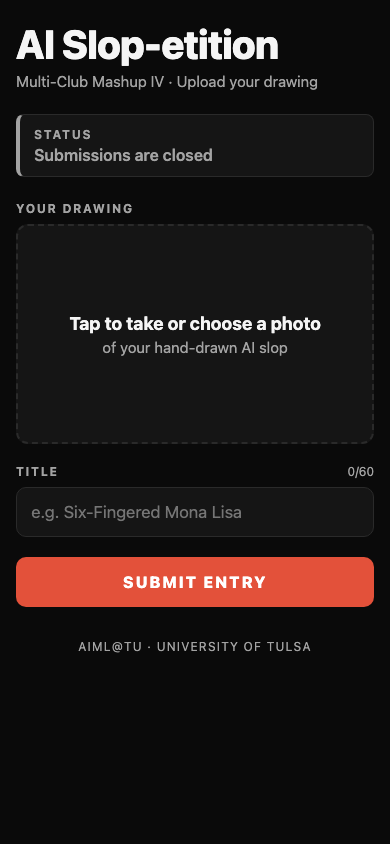 Slop-etition upload page on a phone