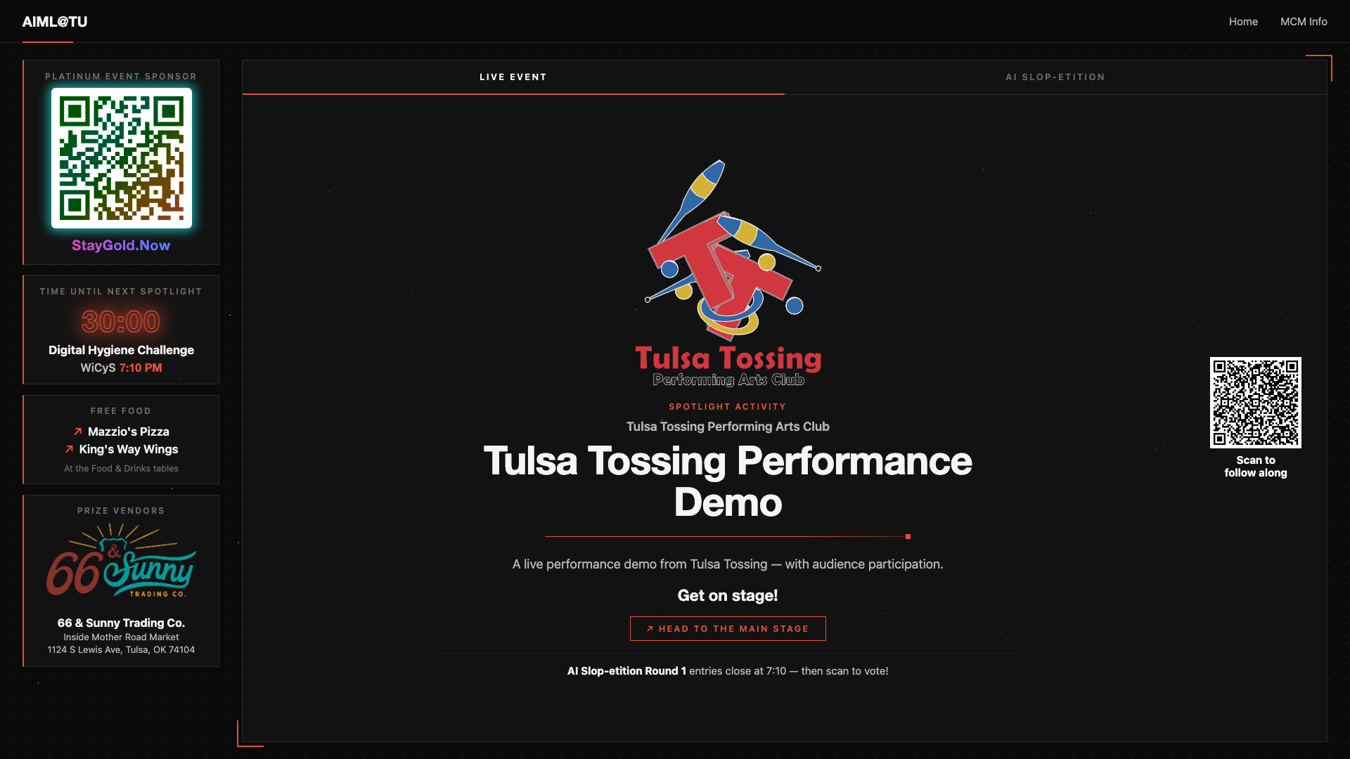 Tulsa Tossing Performance Demo spotlight card