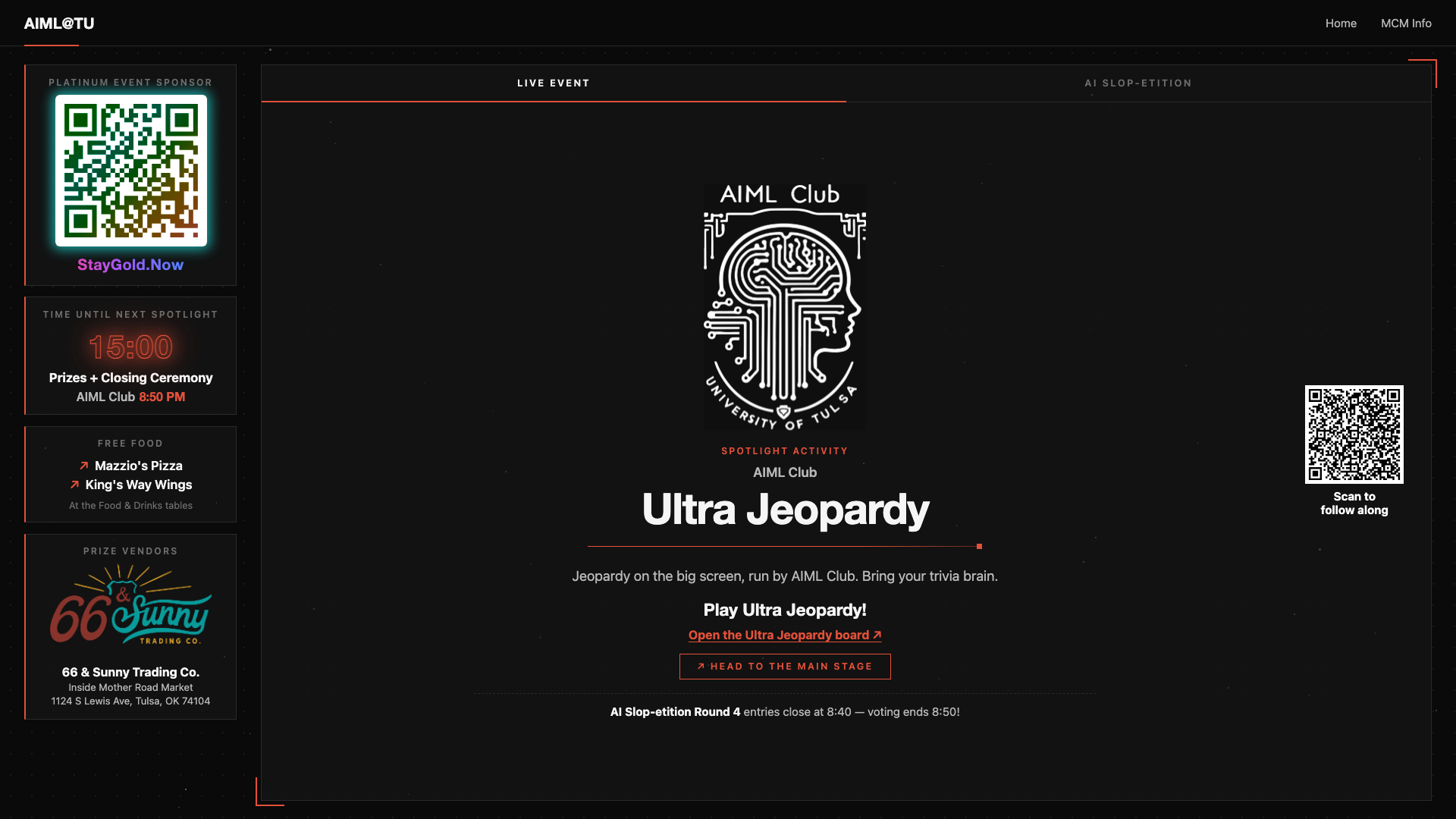 Ultra Jeopardy spotlight card with a link to the game board